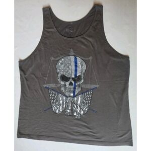 Nine Line Apparel Skull Jersey Tank Top – Men's Sleeveless Shirt Gray – Size: XL